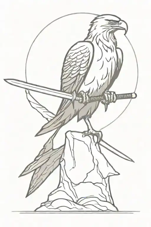 Eagle Taking Sword From Knight Holding A Sword