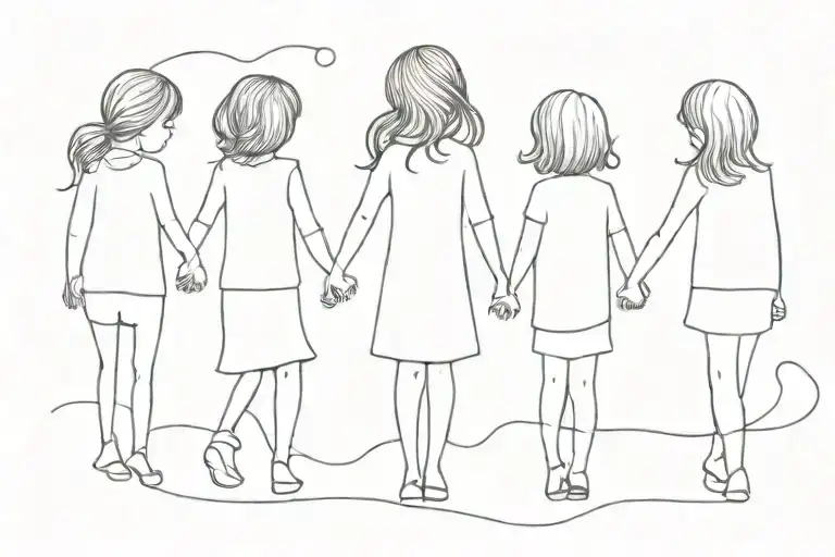 Three Little Girls With A Couple Holding Hands