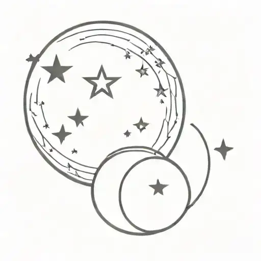 Single Star And Single Moon Rising