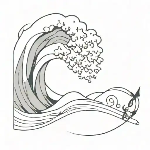 Ocean Wave With A Little Fish Coming Out