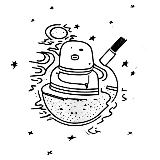 Man On The Moon Smoking A Cigarette