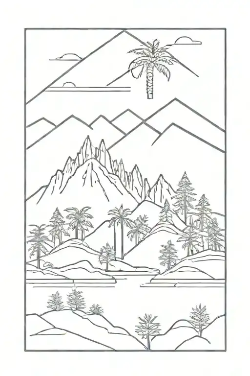 Palm Beach And Mountains Forest On Arrow