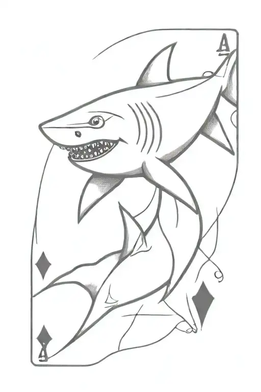 Playing Card With A Shark As The Suit