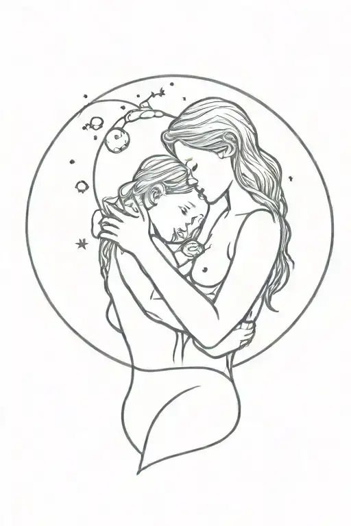 Mother Baby Embrace Earth Celestial