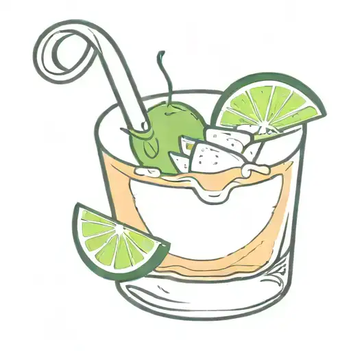 Antropomorphic Cartoon Tequila Shot Pouring Salt And Lime In Him