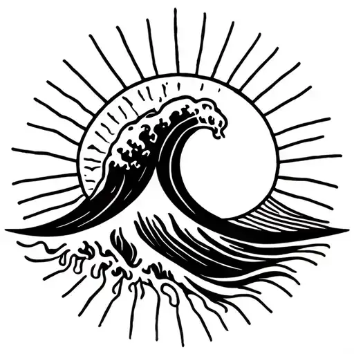 Wave And Sun Fine Line With C C