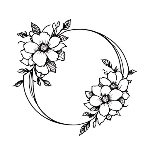 Ying Yang With Background Flower Tatto Al In Black