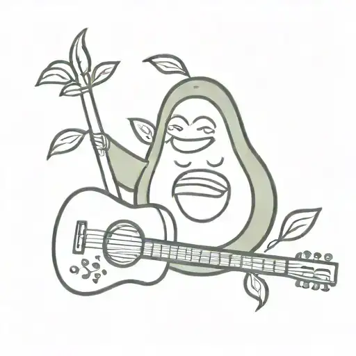 Smiling Avocado Playing A Guitar