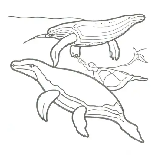 Humpback Whale High Fiving A Turtle