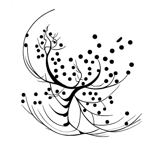 A Minimalist Design Of A Tree With Branches Shaped Like Swallows In Flight