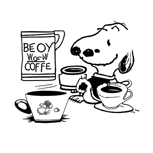 Snoopy Enjoying A Cup Of Coffee At A Cozy Cafe