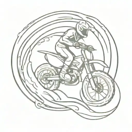 A Minimalist Design Of A Dirtbike Riding Through Ocean Waves