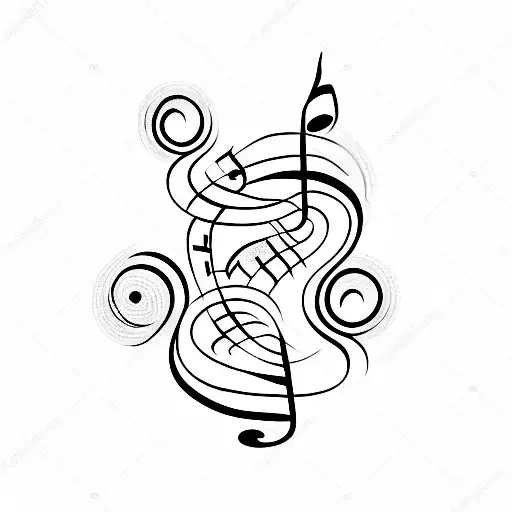 Music Notes Intertwining With Symbols Of Spiritual Development