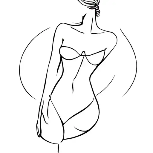 Sexy Women One Line Tattoo Design In Moddeling Stance