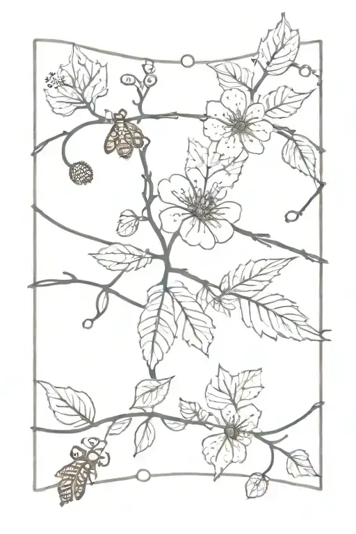 Floral Bracelet With Mulberries And Labybug