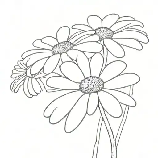 Daisy With 1972 In The Stem Fine Line Drawing