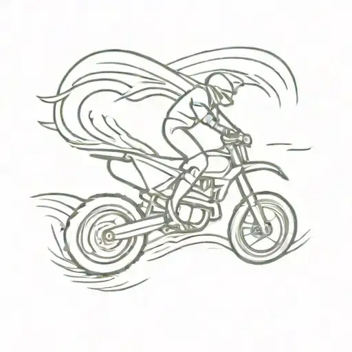 A Minimalist Design Of A Dirtbike Riding Through Ocean Waves