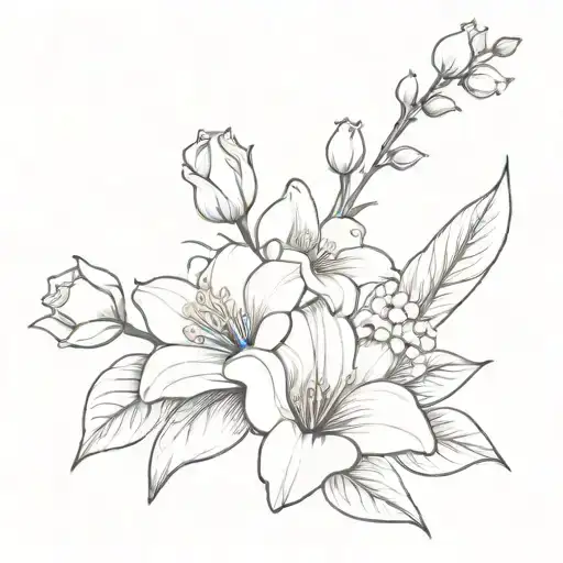 Birth Flower Bouquet Rose Lily Of The Valley Violet