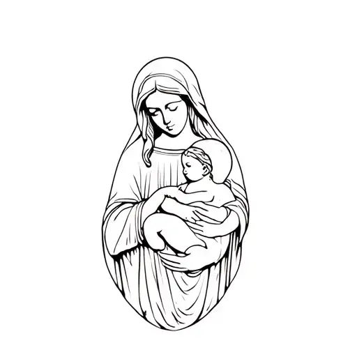 Virgin Mary With Baby In Her Arms