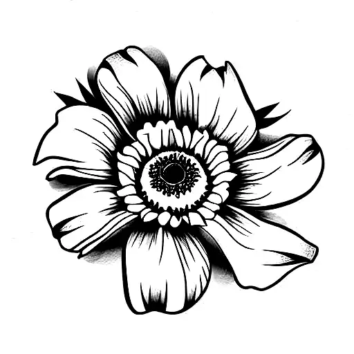 Poppy Flower And Sunflower With Vines