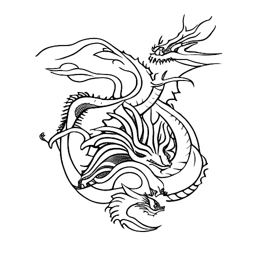 Two Fine Line Dragons