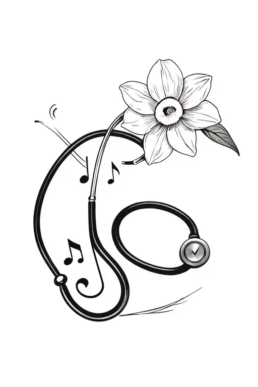 Narcissus Flower Dove Musical Note Stethoscope Intertwined
