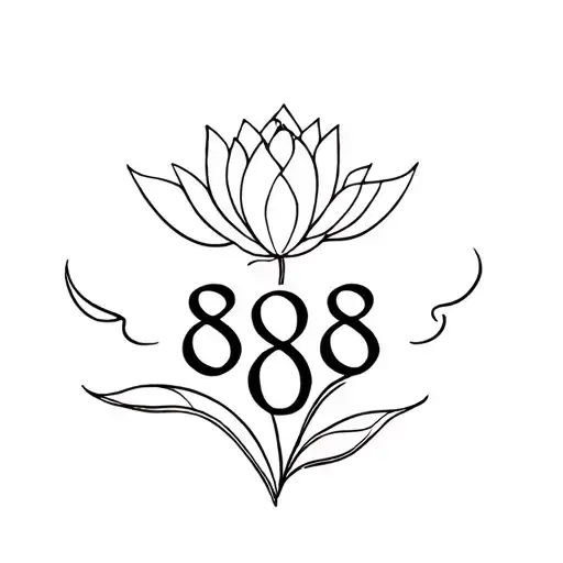 888 Angel Number With Lotus Flower Blooming