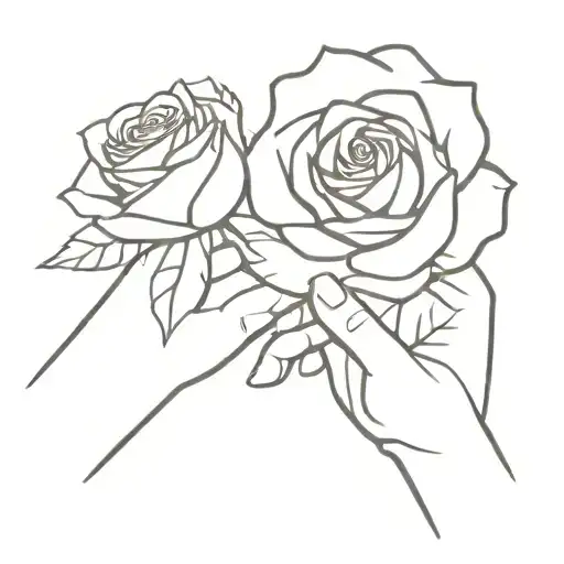 Male Hand Handing A Rose To A Female Hand