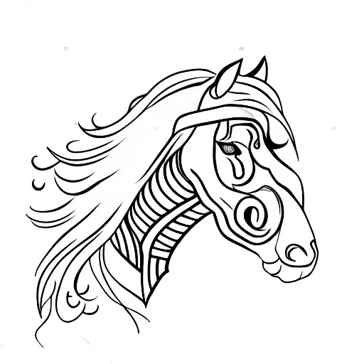 Combining A Black Horse With A Sword To Symbolize Strength And Resilience