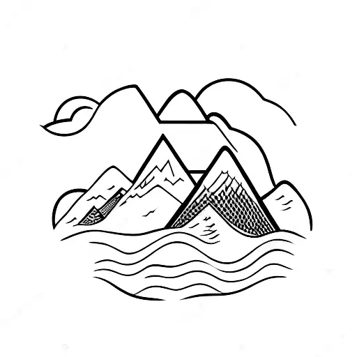 A Minimalist Mountain Landscape With A Motorcycle Riding Through It