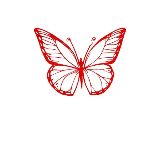 Make A Fine Line Tatto Of Red Butterfly For Women