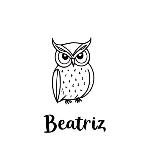 Owl Minimalist With Name Beatriz Written