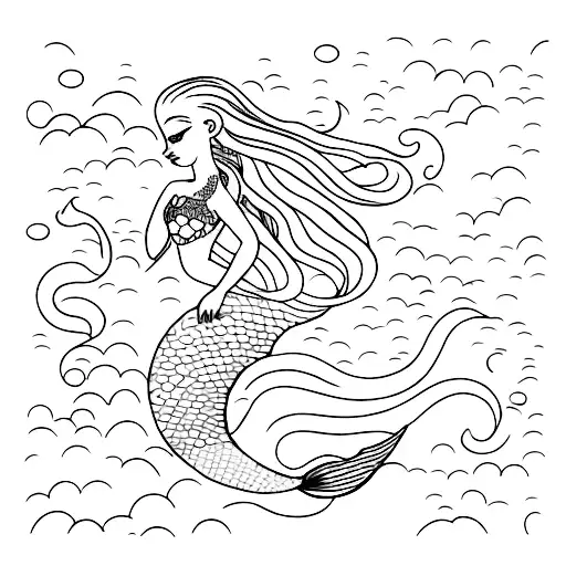 An Elegant Mermaid Swimming Gracefully In The Ocean Depths