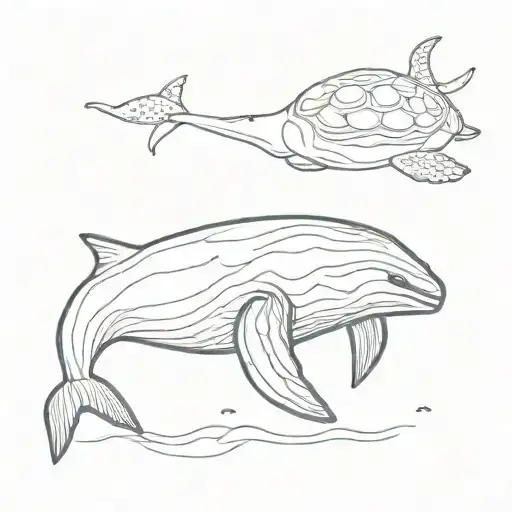 Humpback Whale High Fiving A Turtle