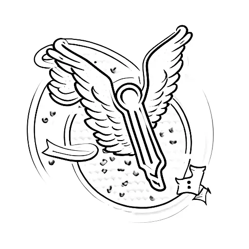 Letter L Hidden Behind Number 4 With Angel Wings And A Single Pop Corn