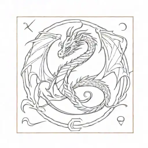 A Dragon Intertwined With The Air Force Symbol
