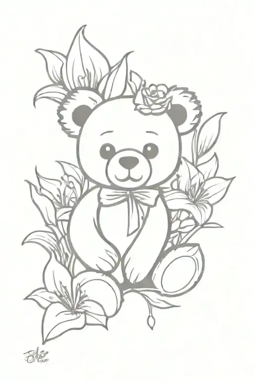 Teddy Bear And Lily Flower
