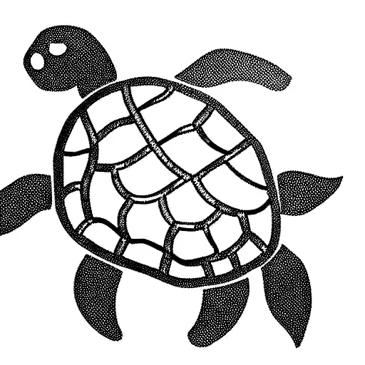 Minimalist Line Art Cute Turtle High Contrast