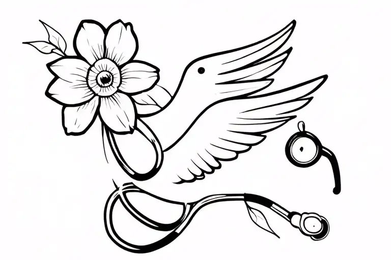 Narcissus Flower Dove Musical Note Stethoscope Intertwined