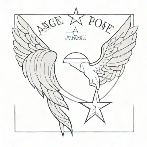 Angel Wings And A Star With An Inscription Inside