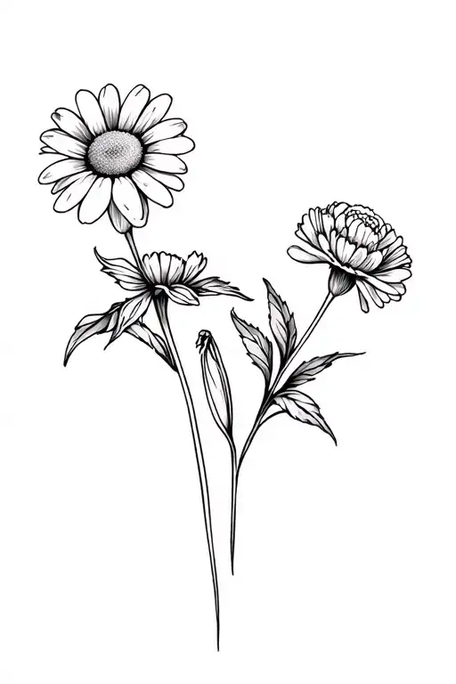 1 Daisy And 1 Carnation