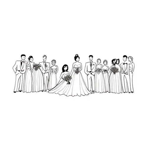 A Wedding Party Posing For A Picture