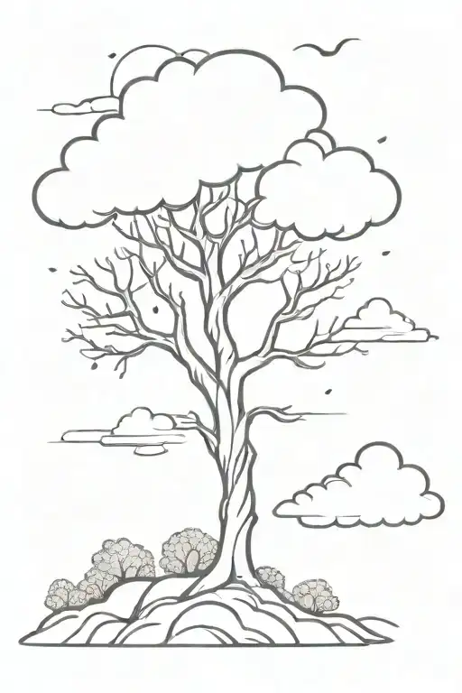 Enchanted Tree With Storm Clouds At The Top