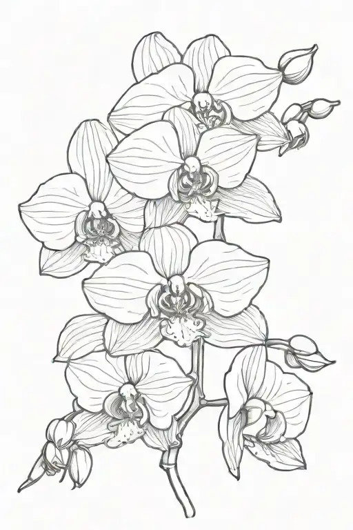 Orchid Simple Outline 2 Flowers Only