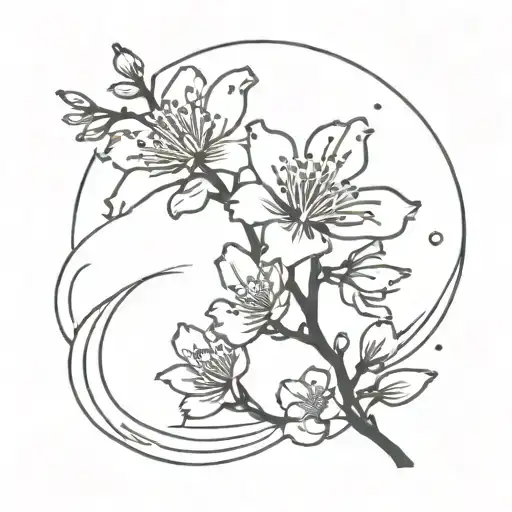 Cherry Blossoms With The Sun Rays Shining