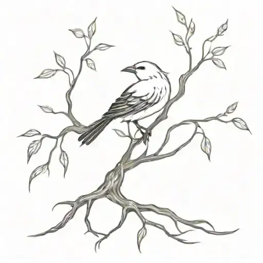 Roots That Fade Into A Bird