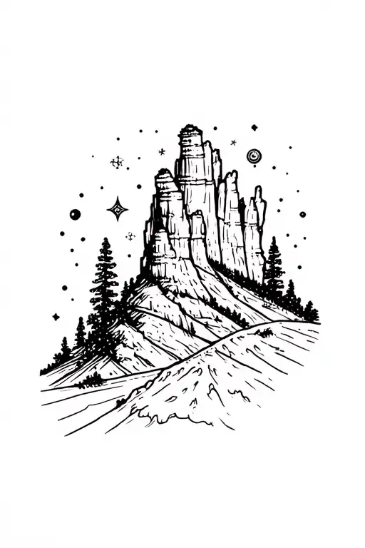 Bryce Canyon Silhouette Surrounded By Galaxy Or Space