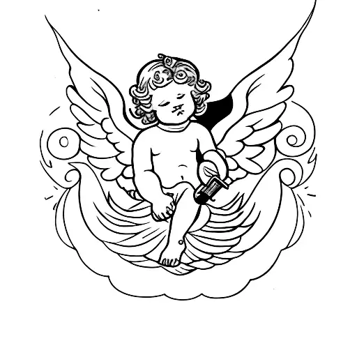 Cherub Holding A Lighter
