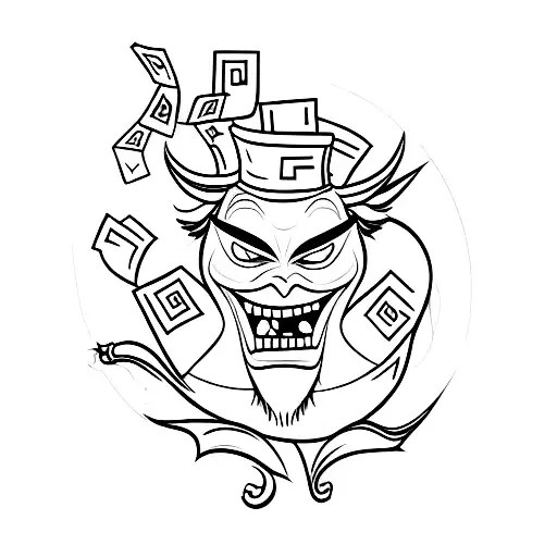 A Gini Holding A Bag Of Money With A Devilish Grin