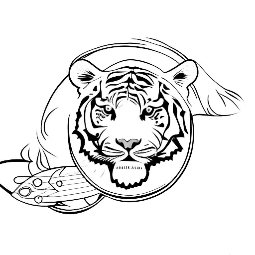Tiger Holding A Surfboard